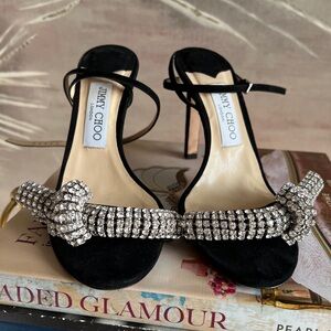 Jimmy Choo Black Heels with Silver Embellishments